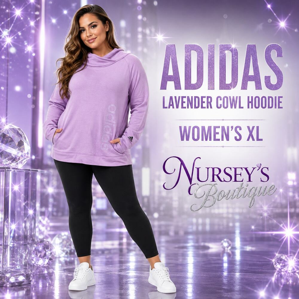 Adidas Women’s XL Lavender Cowl Neck Hoodie Pullover Logo DU2224